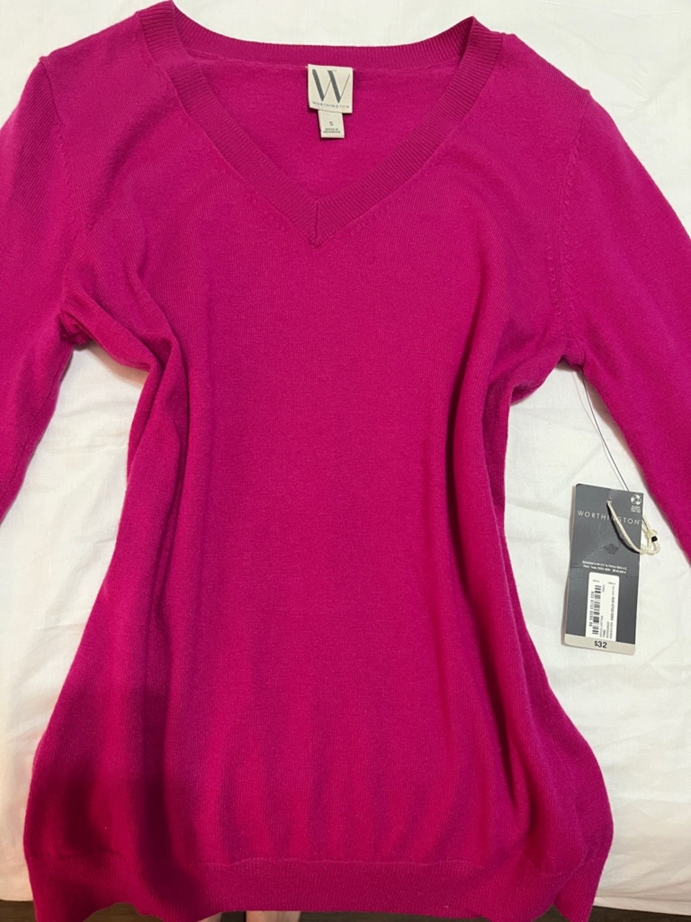 Worthington Women's Bright Fuchsia V-Neck Pullover